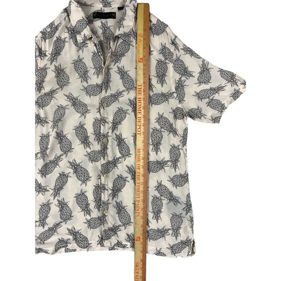 Allsaints Short Sleeve Button Up Viscose Pineapple Hawaiian Shirt Sz L - Picture 2 of 7